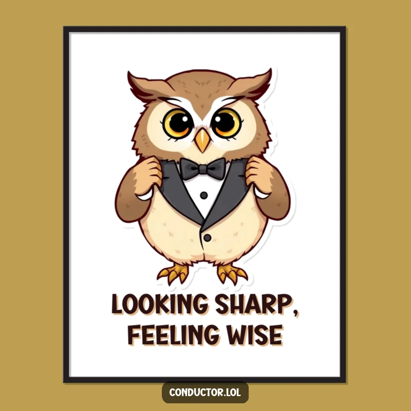 Funny Free Printable Wall Art: Dapper Owl Tuxedo, Hilarious Downloadable Art for a Sophisticated, Humorous Space