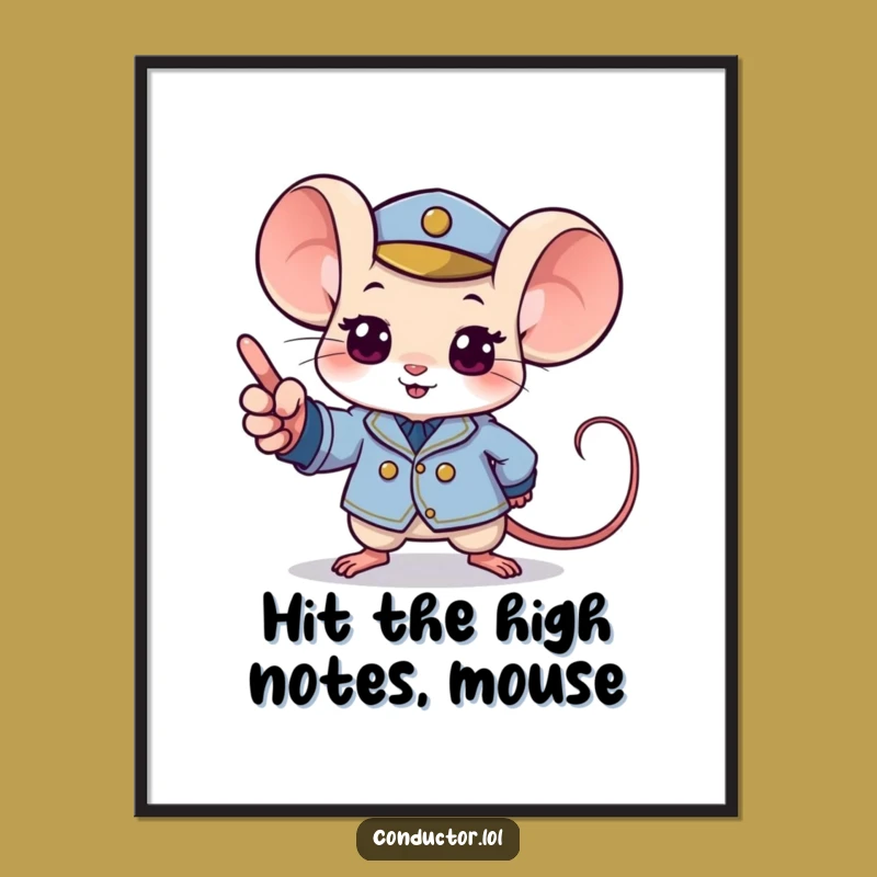 Free Printable Wall Art: Mouse Conductor, Tiny Uniform, Funny Downloadable Decor