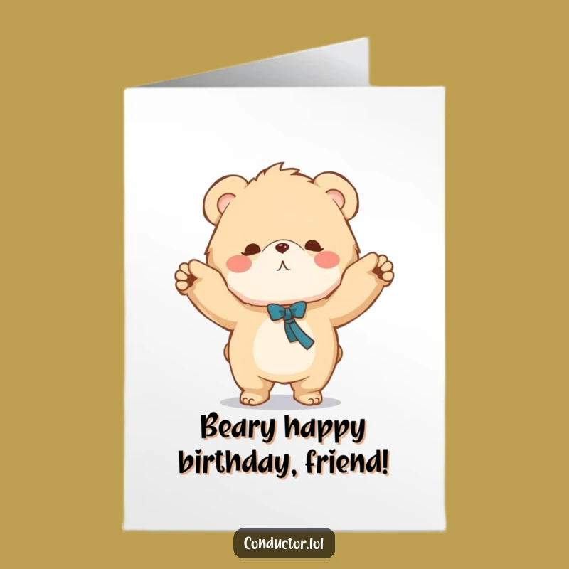Free Printable Bear Birthday Card - Conducting Character Downloadable Gift