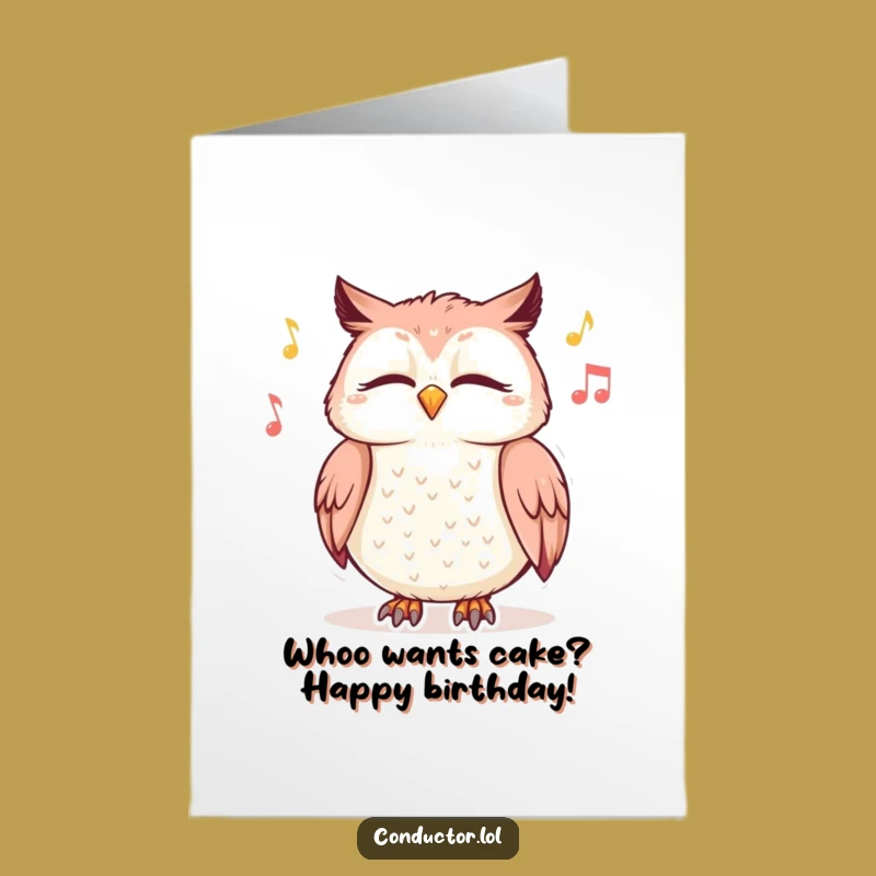 Free Printable Birthday Card: Giggling Owl Jamming Greeting, Downloadable Fun Celebration Gift