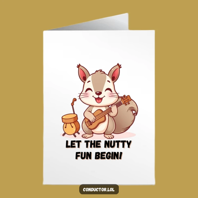 Free Printable Birthday Card: Squirrel Band Leader Funny Downloadable Gift