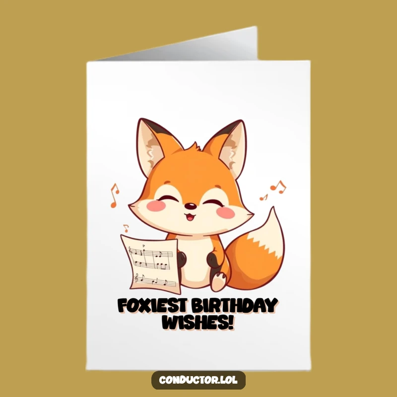 Free Printable Fox Birthday Card: Funny Music Lover Downloadable Joyful Gift