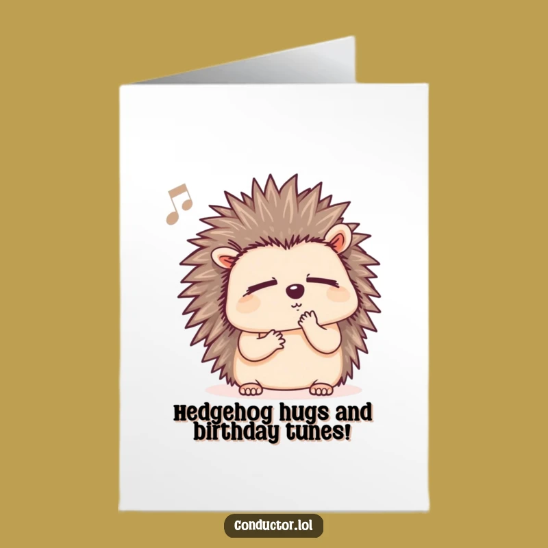 Free Printable Hedgehog Birthday Card: Funny Downloadable Music Lover Gift
