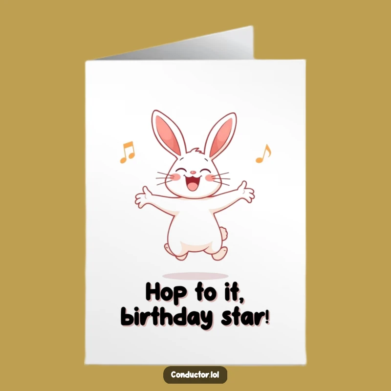 Free Printable Rabbit Conductor Card - Funny Downloadable Birthday Greeting for Music Fans