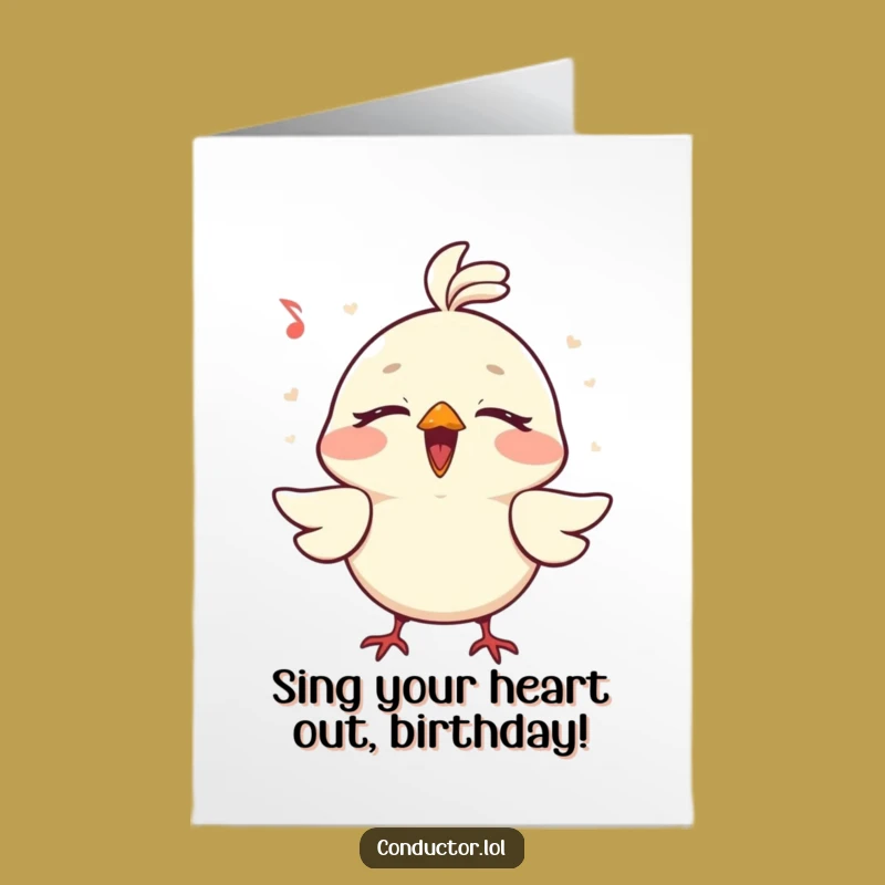 Free Printable Birthday Card: Bird Singing Loudly - Hilarious Joyful Downloadable Gift