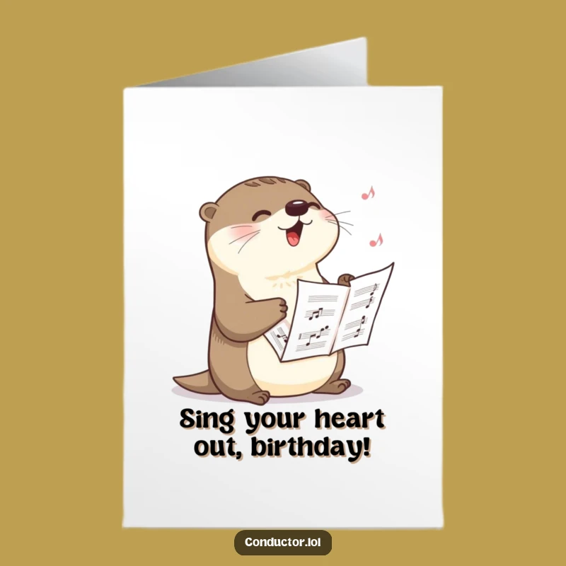 Free Printable Birthday Card: Otter Opera Funny Downloadable Card for Diva Lovers