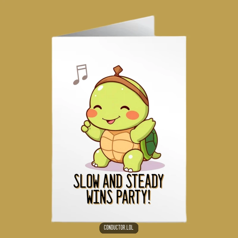 Free Printable Turtle Conductor Birthday Card - Funny Downloadable Gift for Music Lovers