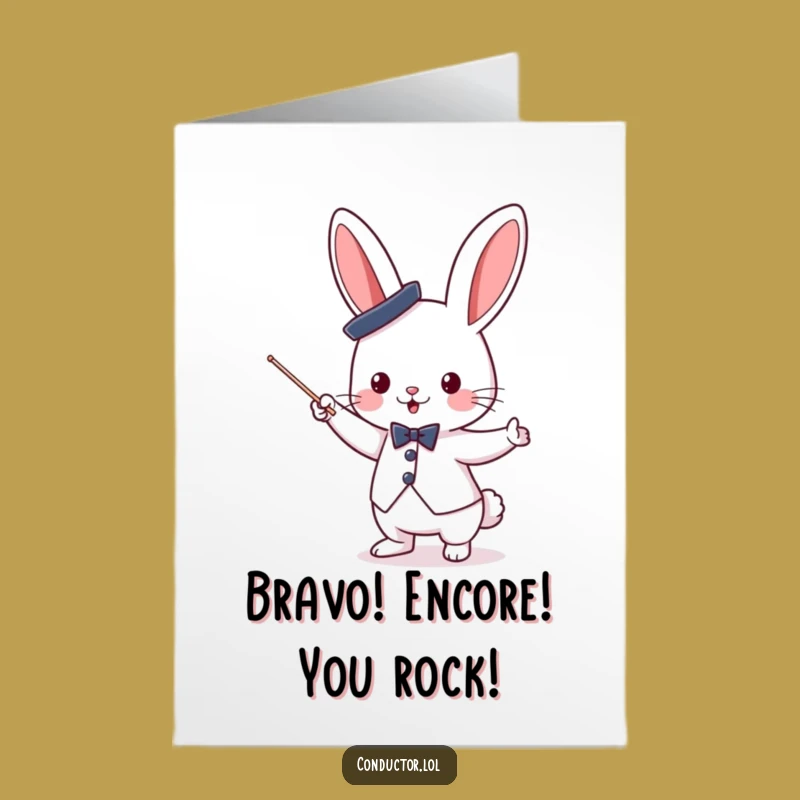 Free Printable Congrats Card: Bunny Conductor Cheers Your Success!