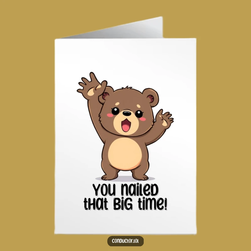 Free Printable Congrats Card: Determined Bear Cub, Bold, Humorous Downloadable Gift