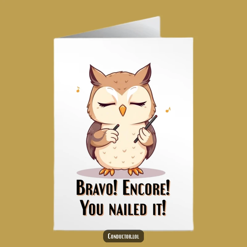 Free Printable Congrats Card: Owl Conducts Your Victory Symphony!