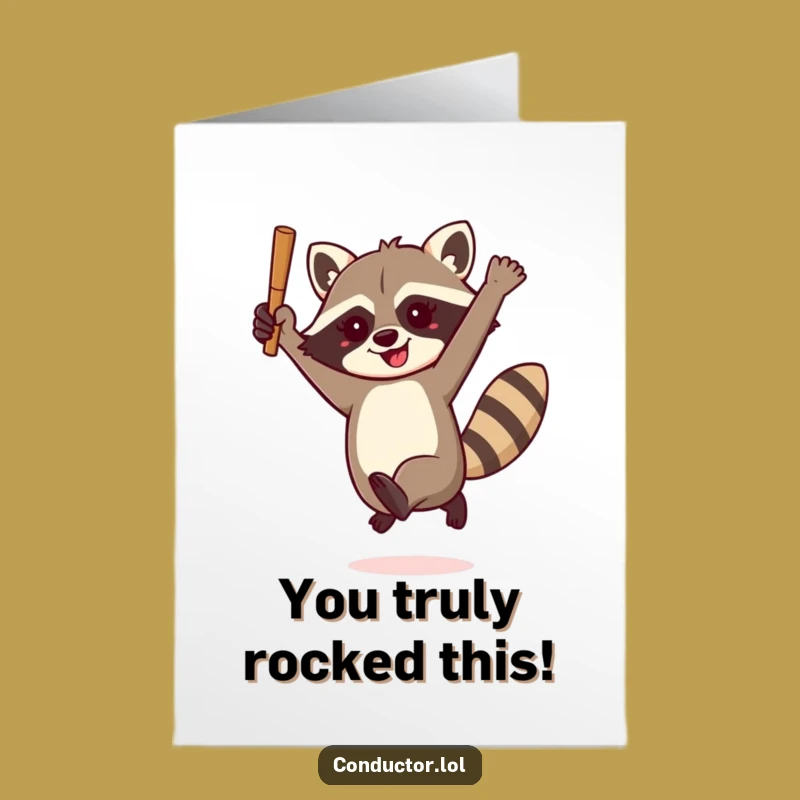 Free Printable Congrats Card: Raccoon Batons Your Victory Lap!