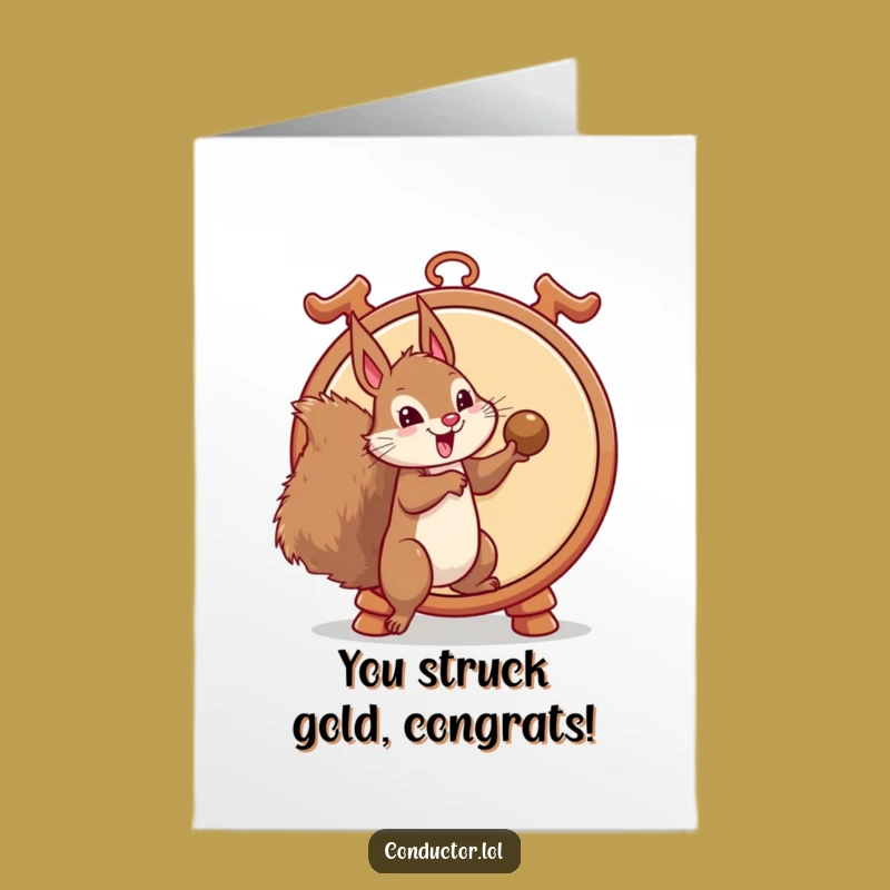 Free Printable Congratulations Card: Funny Gong Squirrel Triumph Downloadable Card for Any Occasion