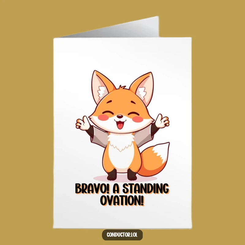 Free Printable Waving Fox Congrats Card - Enthusiastic Downloadable Celebration