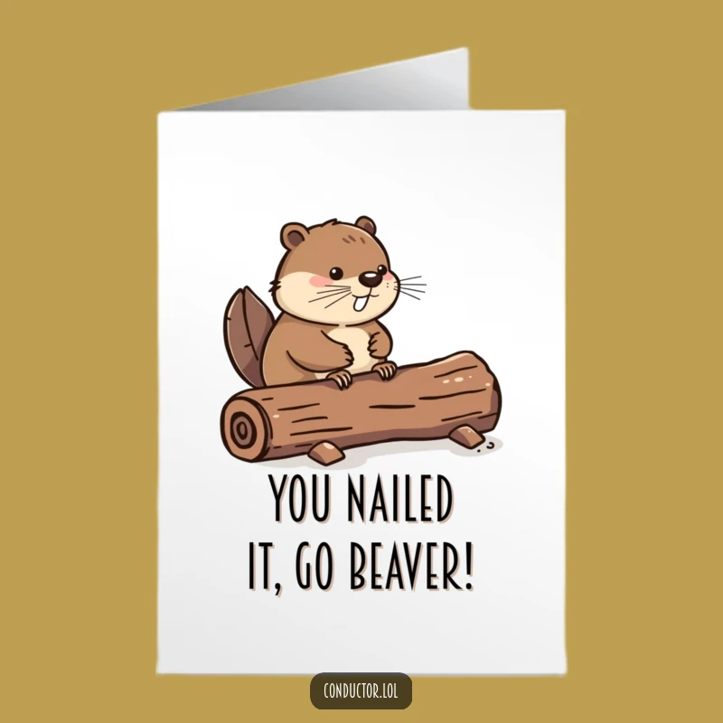 Free Printable Congratulations Card: Beaver Rhythm Funny Downloadable Card for Achievers
