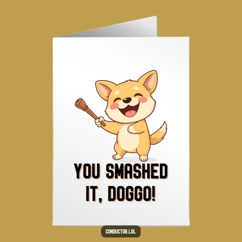 Free Printable Congrats Card: Joyful Dog Baton Twirler, Hilarious Downloadable