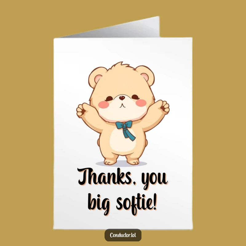 Free Printable Bear Thank You Card - Conducting Character Downloadable Gift