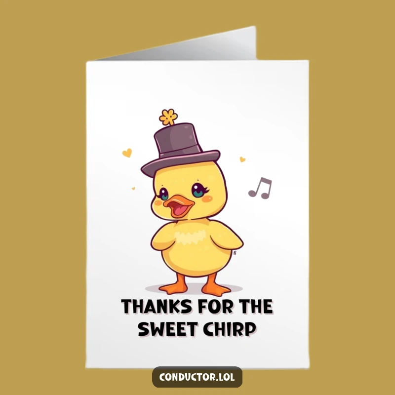 Free Printable Duckling Top Hat Thank You Card - Humorous Downloadable Gift for Gratitude