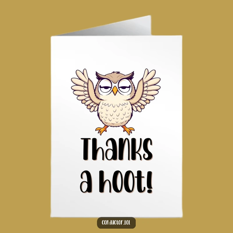 Free Printable Funny Owl Thank You Card - Dramatic Character Downloadable Gift