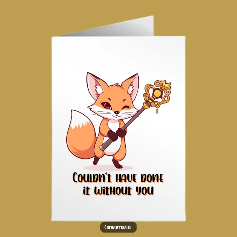 Free Printable Thank You Card: Fox Swinging Baton Funny Downloadable Gift