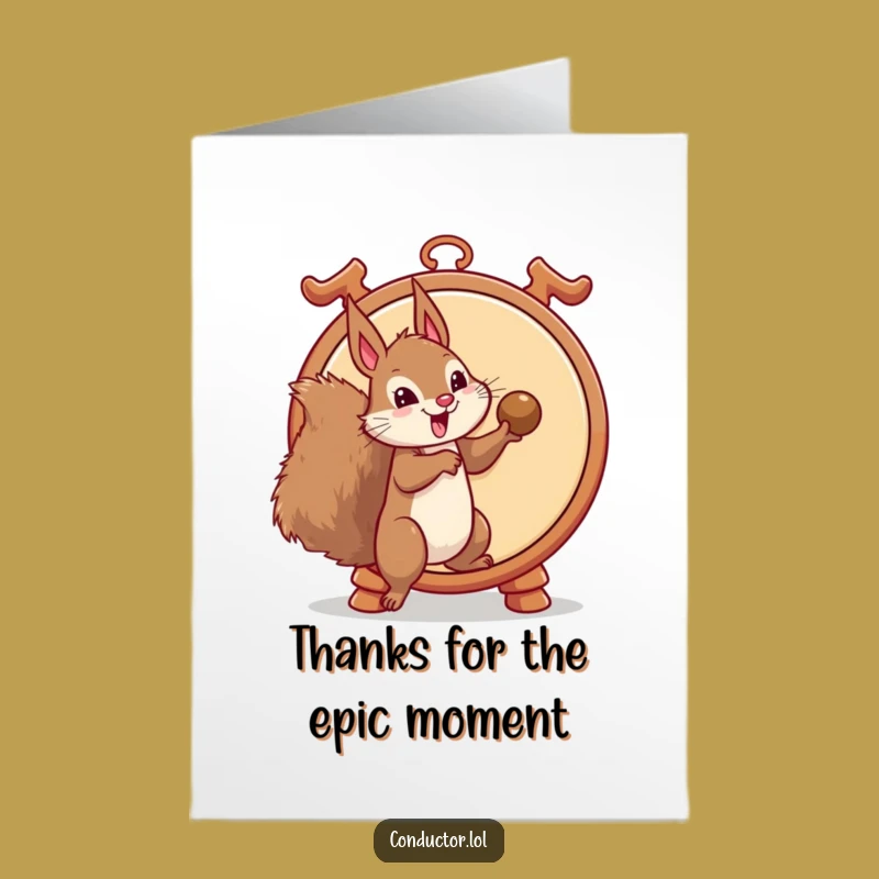 Free Printable Thank You Card: Funny Gong Squirrel Gratitude Downloadable Card for Friends