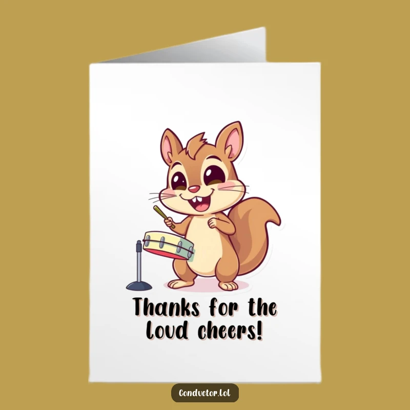 Free Printable Thank You Card Funny Squirrel Drummer, Adorable DIY Downloadable Gift