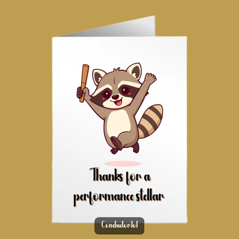 Free Printable Thank You Card: Raccoon Leaps With Gratitude!
