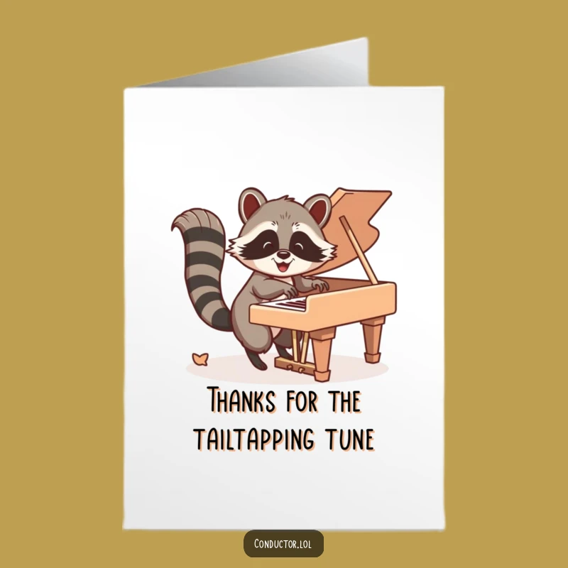 Free Printable Thank You Card: Raccoon Pianist, Fun Downloadable Gift