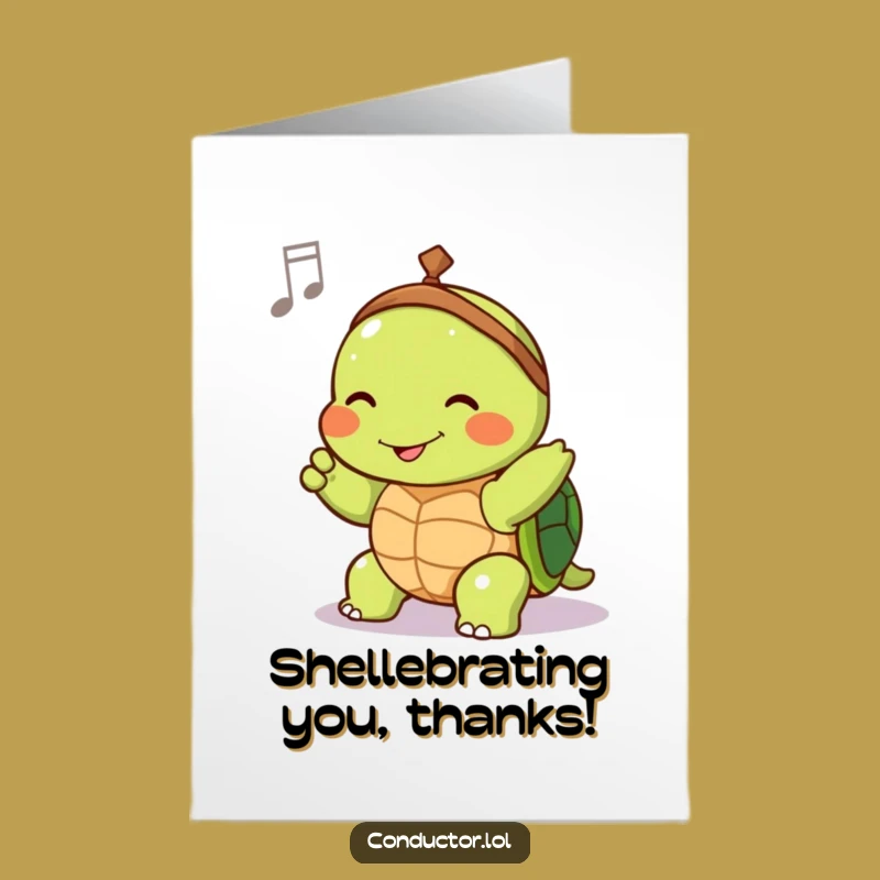 Free Printable Turtle Conductor Thank You Card - Funny Downloadable Gift of Gratitude