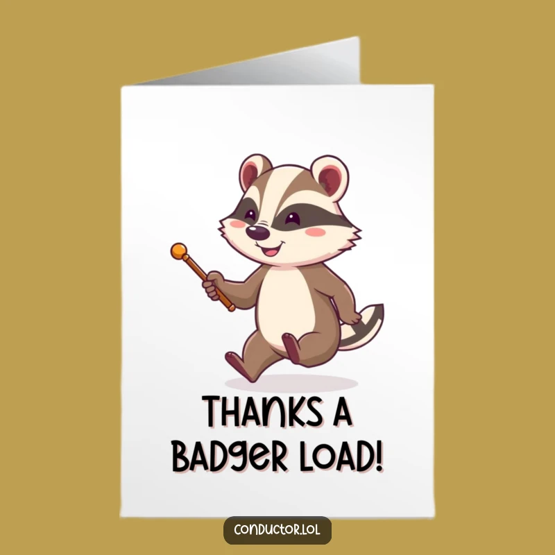 Free Printable Badger Thank You Card - Energetic Downloadable Gratitude