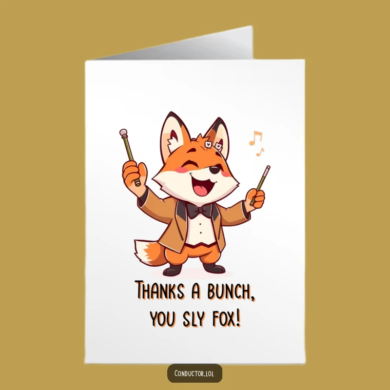 Free Printable Fox Conductor Thank You Card: Stylish Downloadable Gift of Gratitude