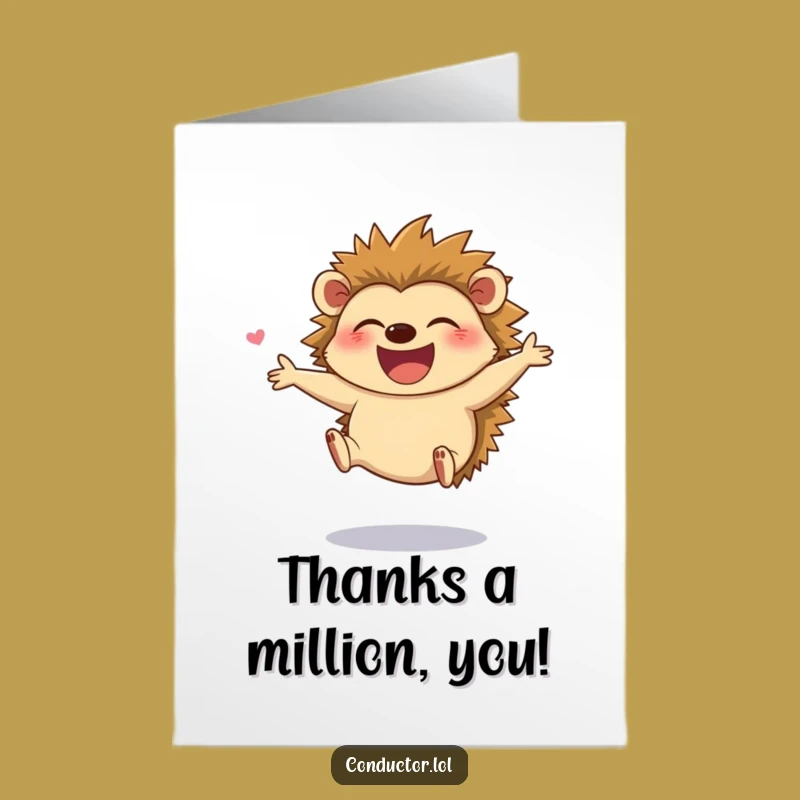 Free Printable Hedgehog Thank You Card - Giggling Director Downloadable Gift