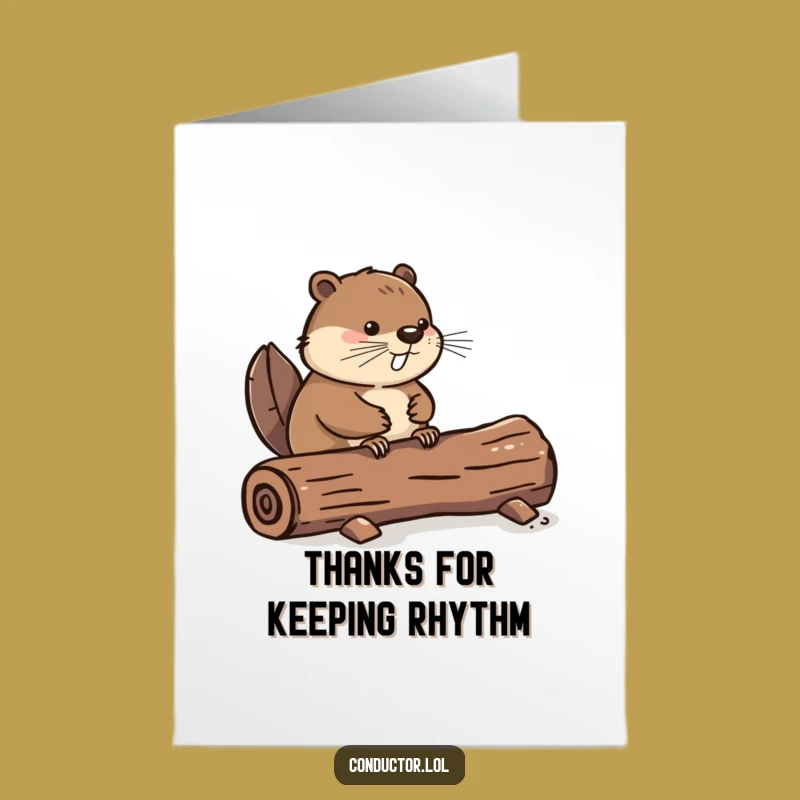Free Printable Thank You Card: Beaver Beat Funny Downloadable Card for Appreciation