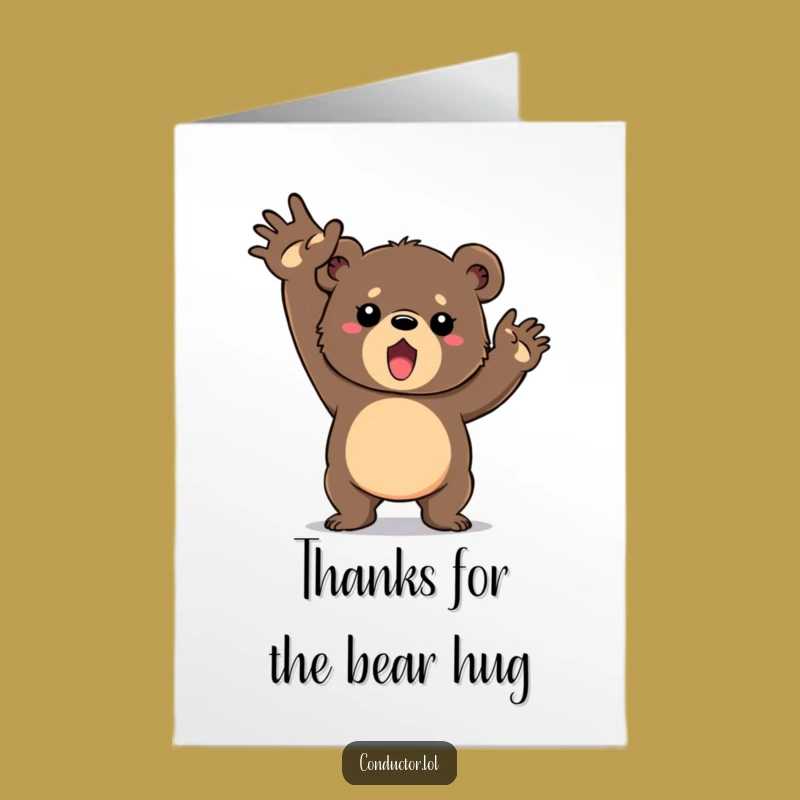Free Printable Thank You Card: Determined Bear Cub, Heartfelt, Humorous Downloadable Gift