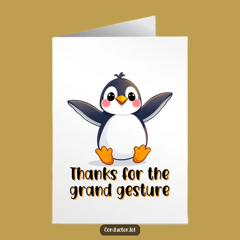 Free Printable Thank You Card: Penguin Pose Funny Downloadable Card for Gratitude