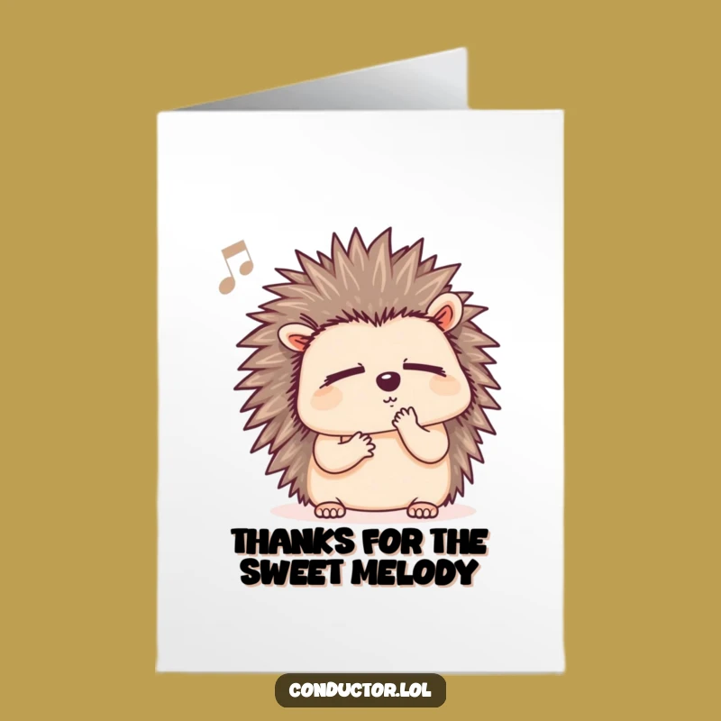 Free Printable Hedgehog Thank You Card: Funny Musical Appreciation Gift