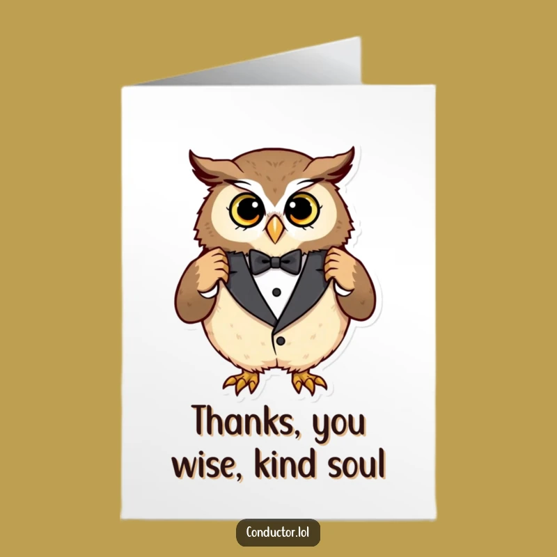 Free Printable Thank You Card: Elegant Owl, Hilarious Downloadable Greeting for a Stylish Thank You