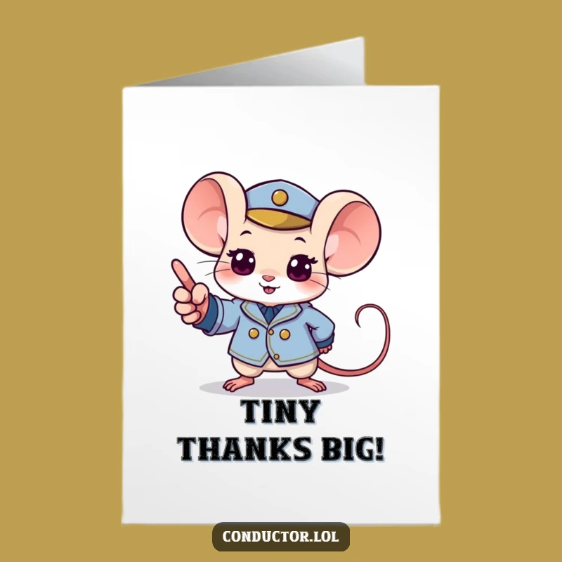 Free Printable Thank You Card: Mouse Conductor, Tiny Uniform, Grateful Downloadable