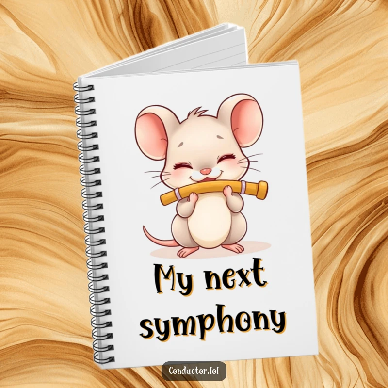 Funny Flute Mouse Notebook: Tiny smiling mouse plays flute, a cute and inspiring journal gift.