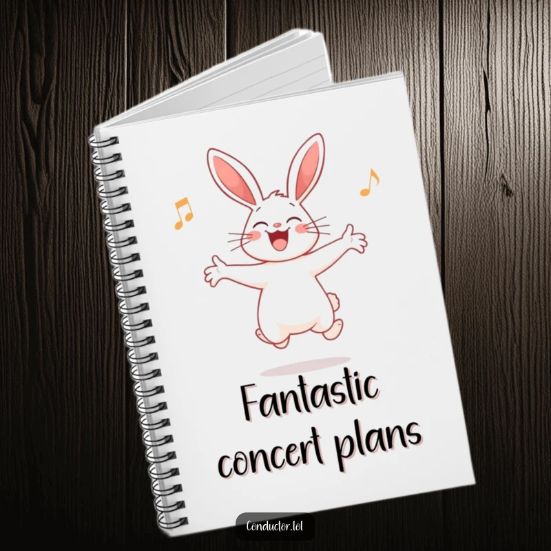 Funny Rabbit Conductor Notebook: Features a giggling rabbit conductor on the cover, perfect for jotting down musical ideas.