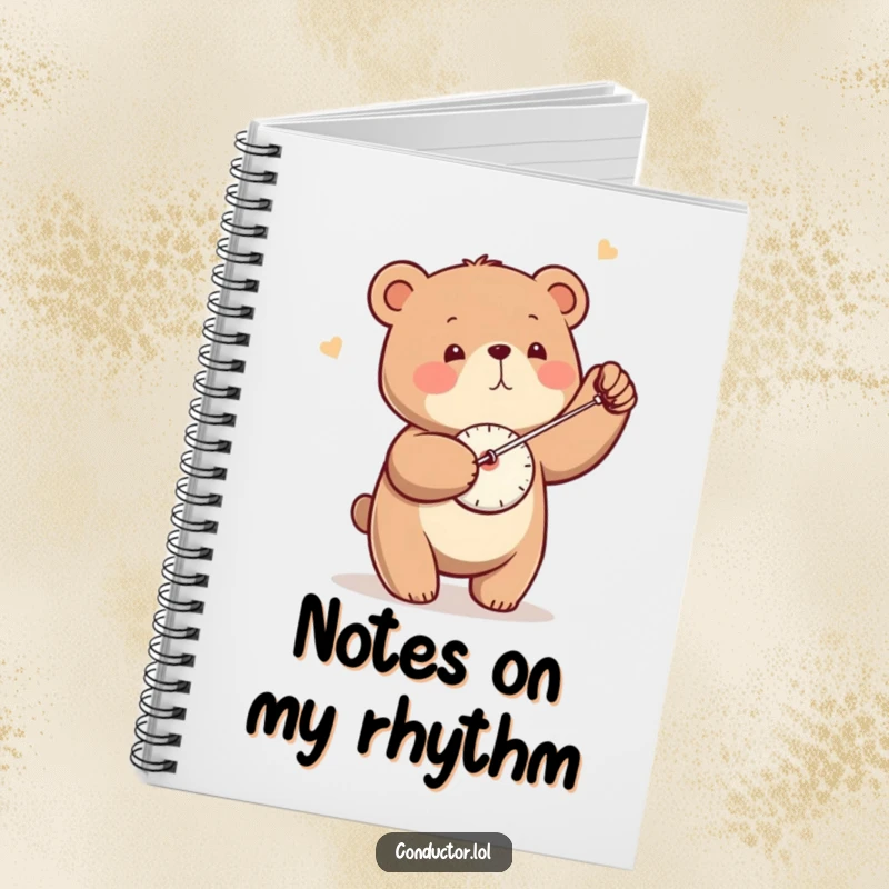 Funny Bear Metronome Notebook: A little bear swings a metronome with precision for note-taking.