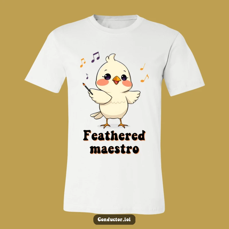 Funny Bird Conductor T-Shirt - Focused Maestro's Chirp Performance Tee Gift