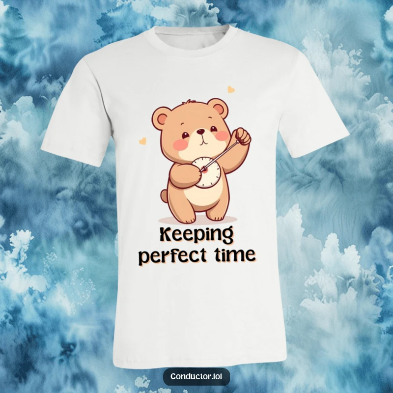Funny Bear Metronome T-Shirt: A small bear swings a metronome back and forth precisely.