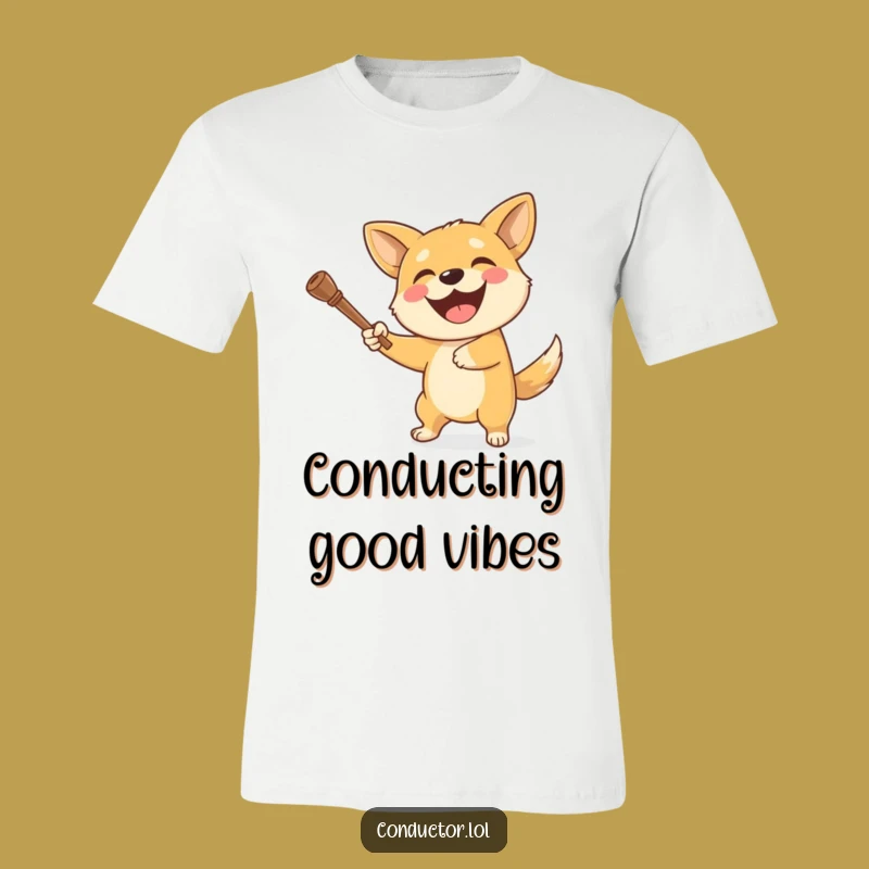 Funny Dog Conductor T-Shirt: Enthusiastic Baton Twirler Graphic Tee