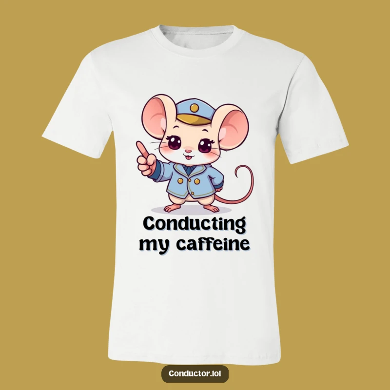 Funny Mouse Conductor T-Shirt: Tiny Uniform Maestro Tee Gift