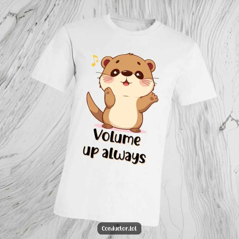 Funny Otter Crescendo T-Shirt: A sweet otter gestures excitedly for the music to crescendo.