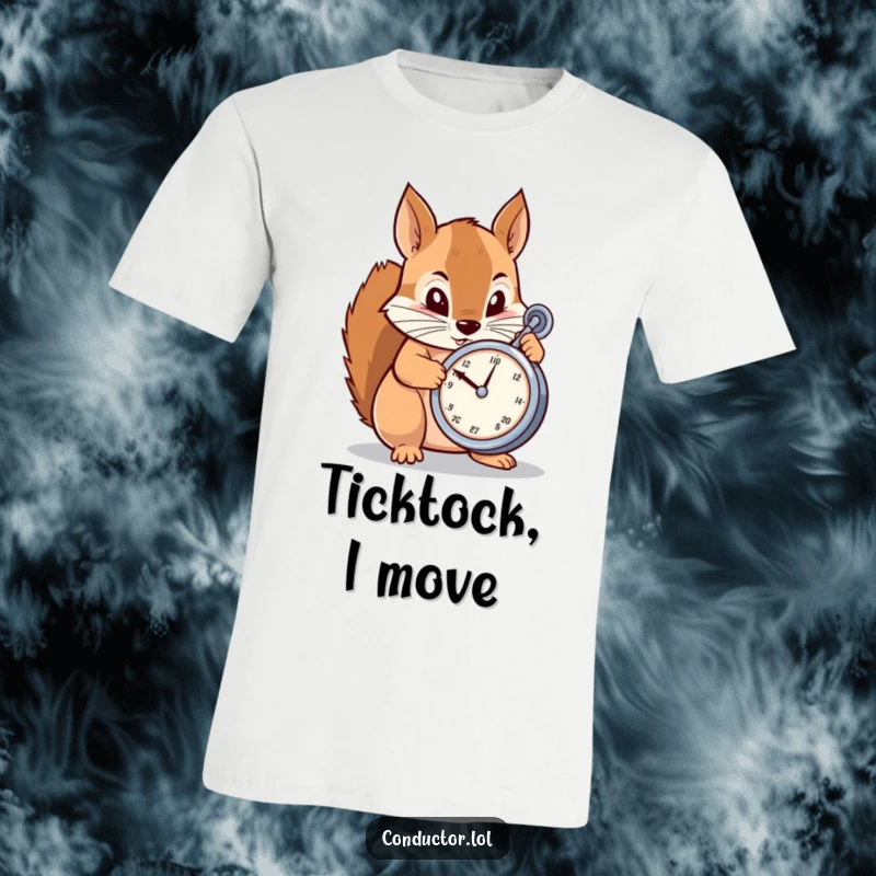 Funny T-Shirt: A determined cartoon squirrel intently adjusting a metronome, showcasing focus and a commitment to perfect timing.