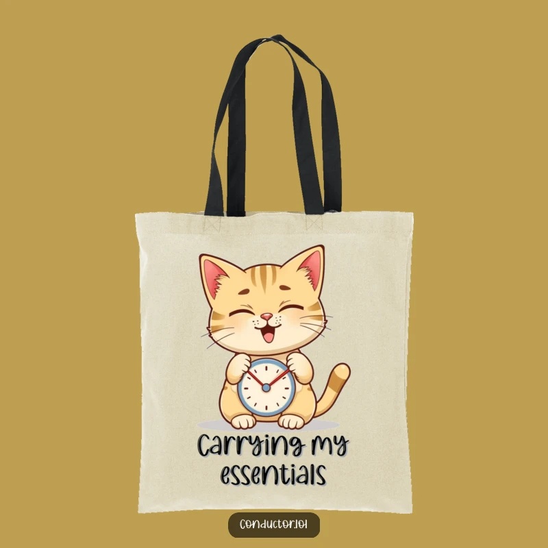 Funny Cat Metronome Tote Bag, Feline's Rhythmic Essential Carryall