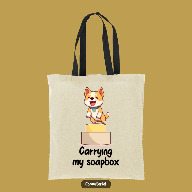Funny Dog Podium Tote Bag: Carry Your Victories with Bark