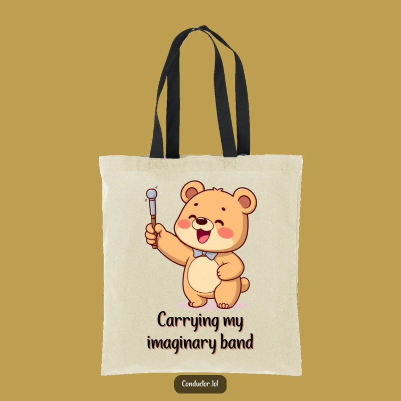 Funny Bear Conductor Tote Bag: Carry Your Baton and Essentials
