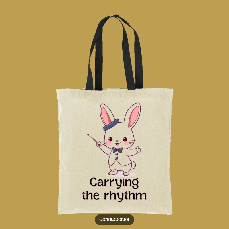 Funny Bunny Conductor Tote Bag: Carry Your Musical Journey